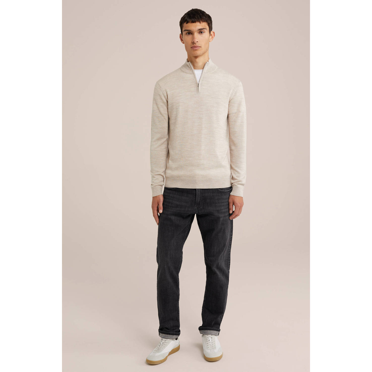 WE Fashion WE Fundamentals wol gebreide trui ecru