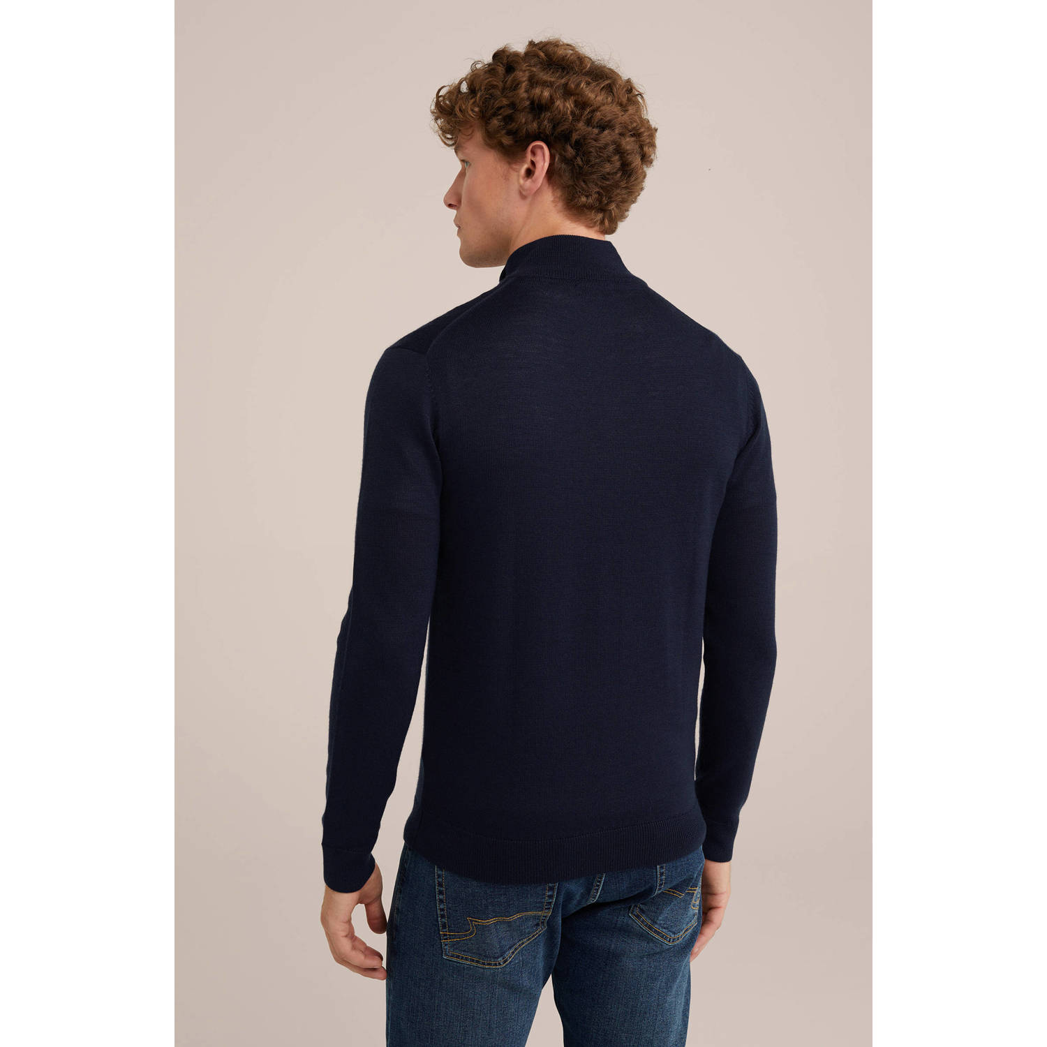 WE Fashion WE Fundamentals wol gebreide trui donkerblauw