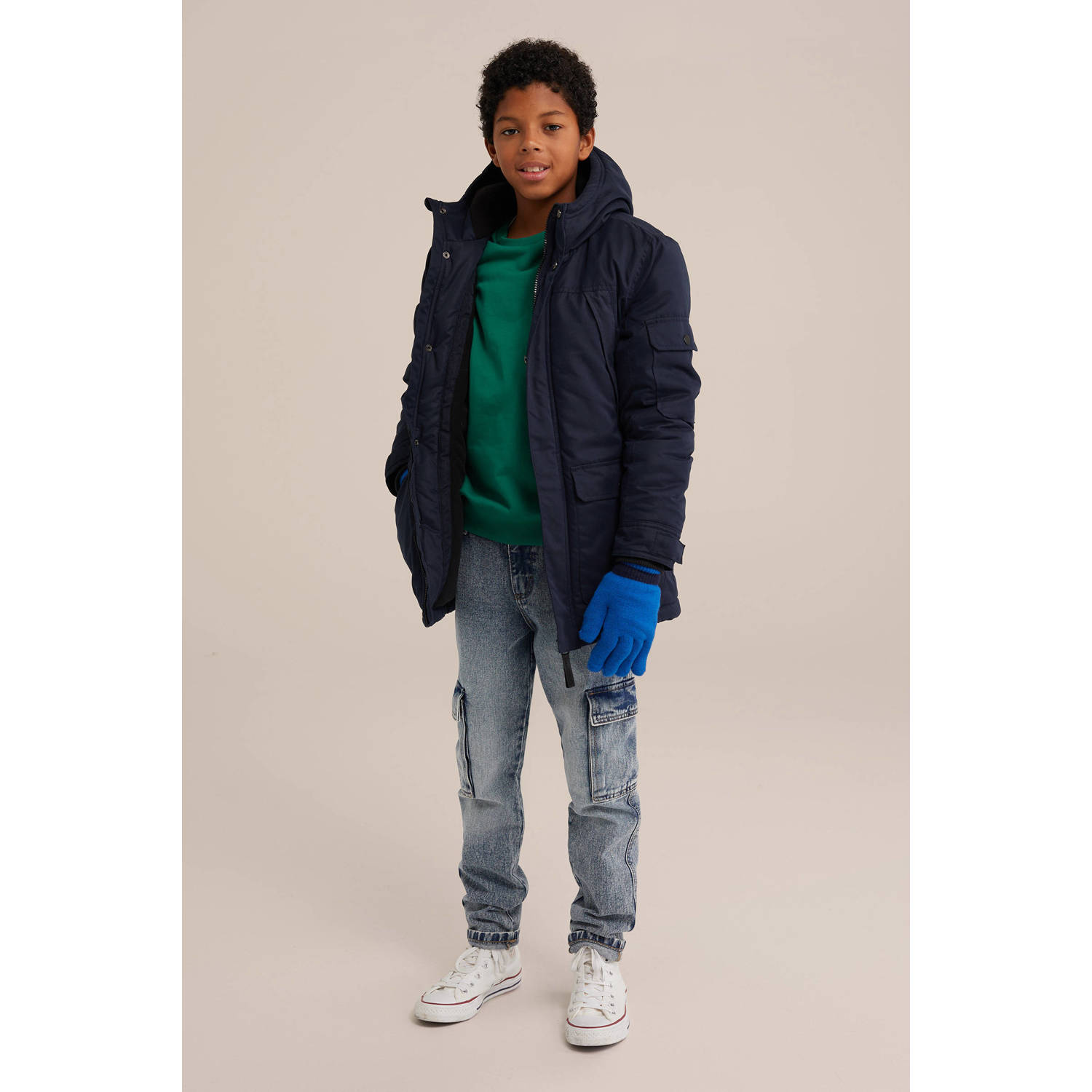 WE Fashion Blue Ridge handschoenen wanten donkerblauw blauw