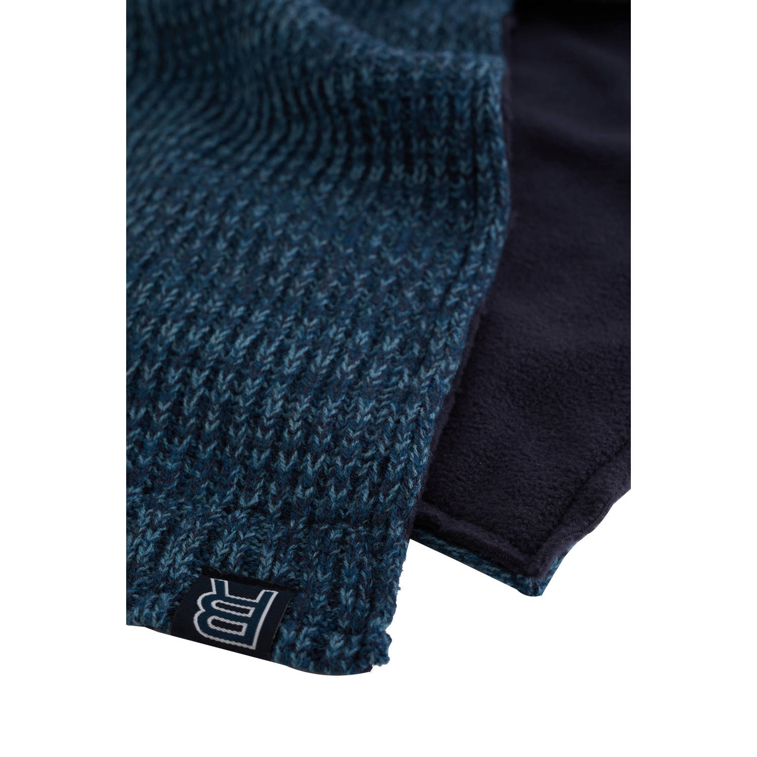 WE Fashion Blue Ridge grof gebreide sjaal met fleecevoering donkerblauw blauw
