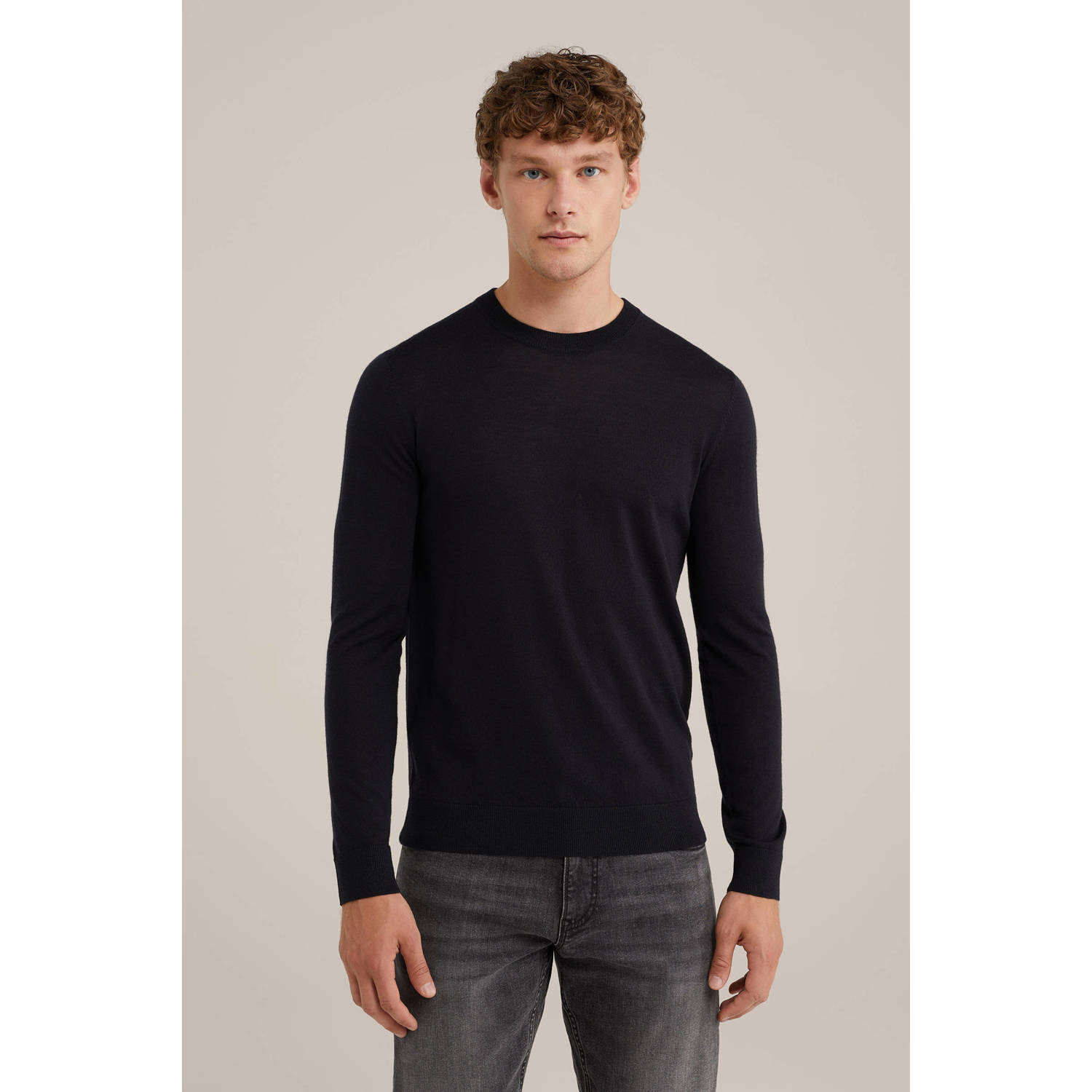 WE Fashion WE Fundamentals wol gebreide trui zwart