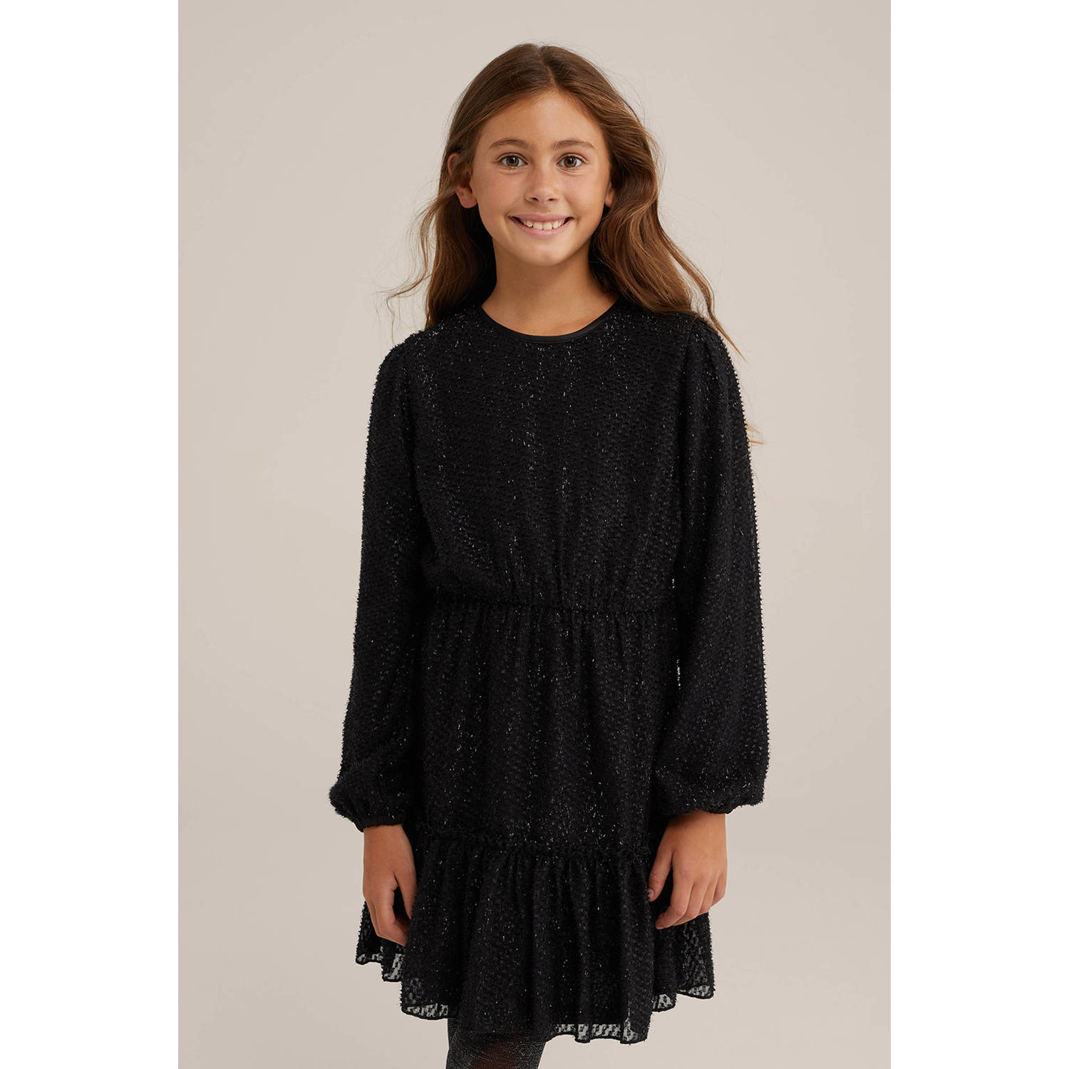 WE Fashion korte jurk glitter zwart