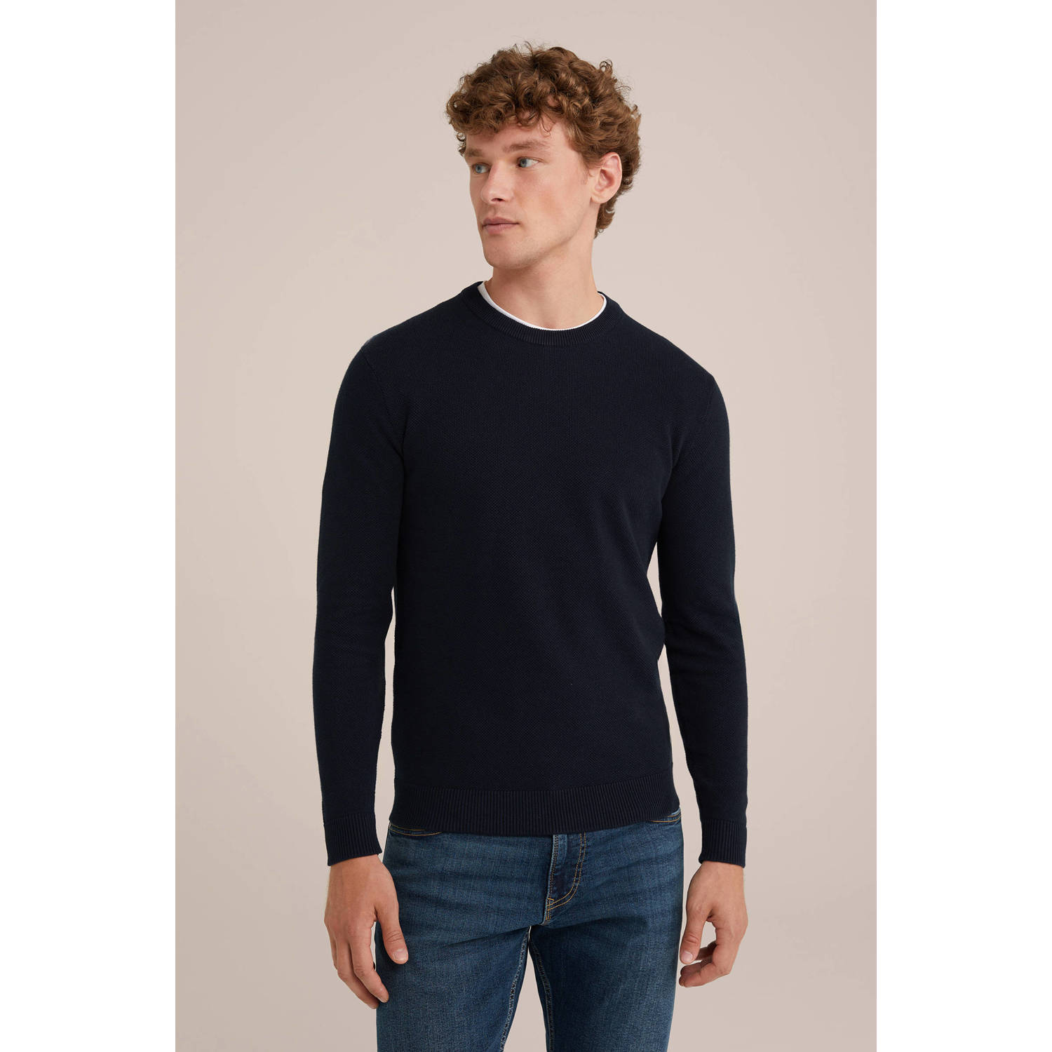 WE Fashion gebreide trui donkerblauw