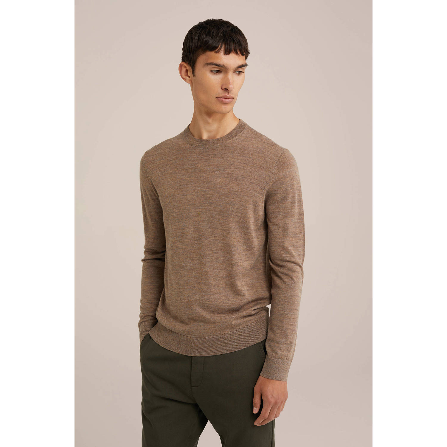 WE Fashion wol gebreide trui lichtbruin