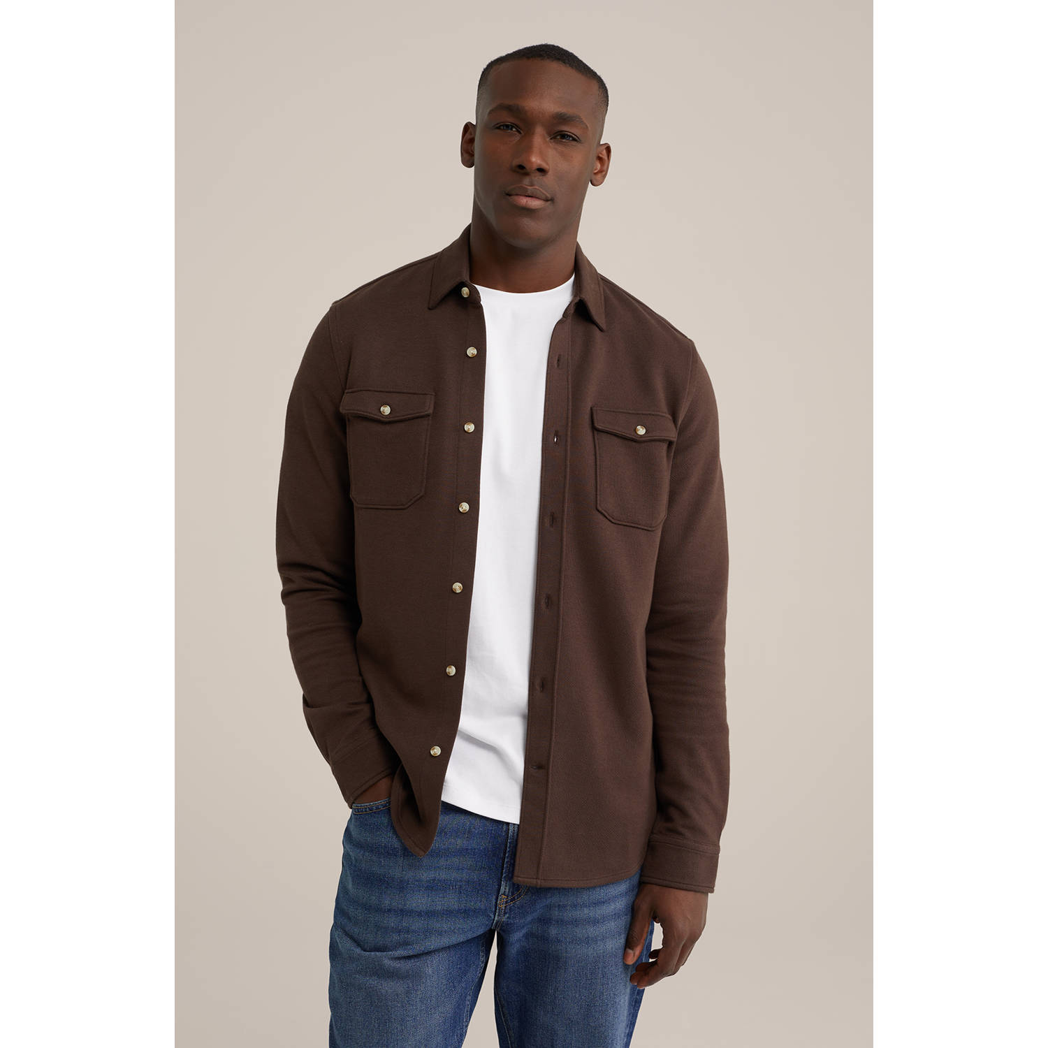 WE Fashion regular fit overshirt rum