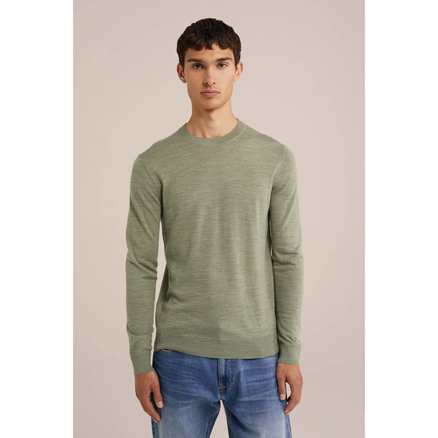 WE Fashion wol gebreide trui lichtgroen