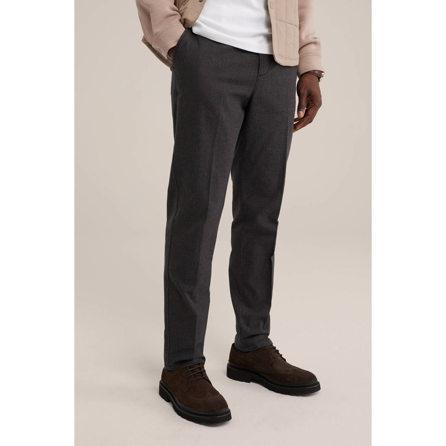 WE Fashion gemêleerde tapered fit pantalon zwart