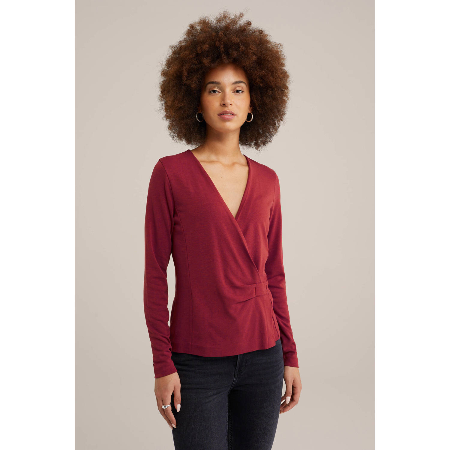 WE Fashion overslag top donkerrood