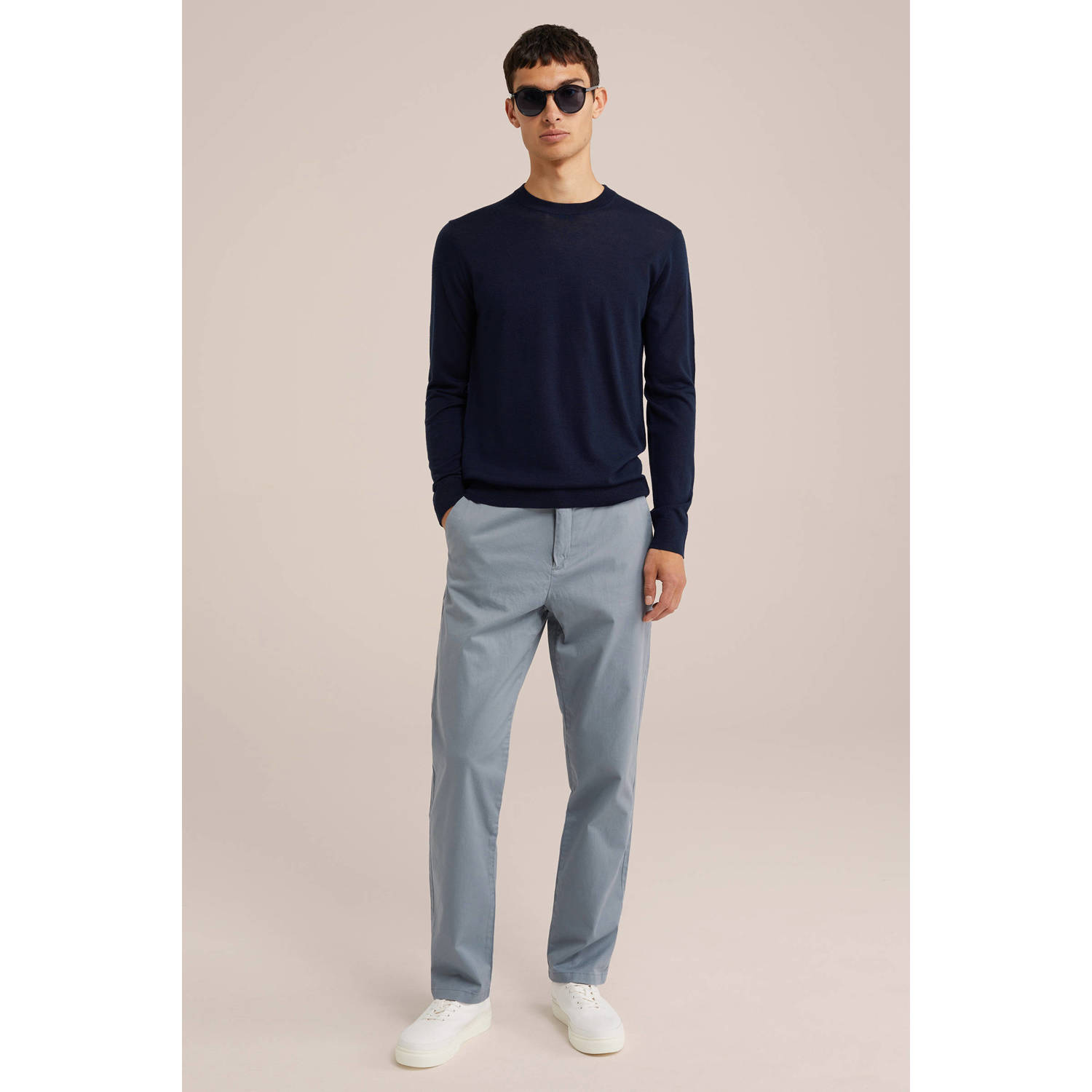 WE Fashion WE Fundamentals wol gebreide trui donkerblauw