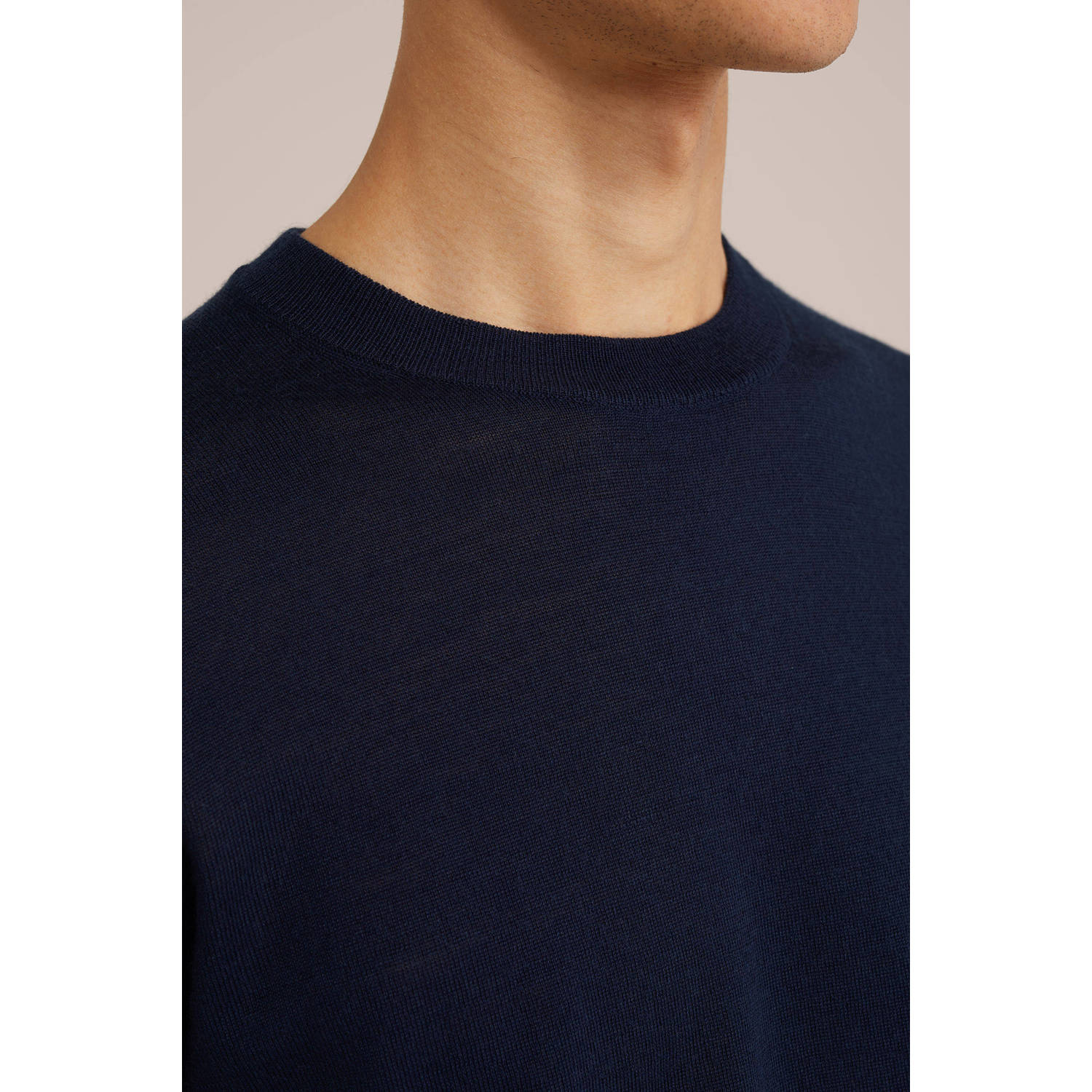 WE Fashion WE Fundamentals wol gebreide trui donkerblauw