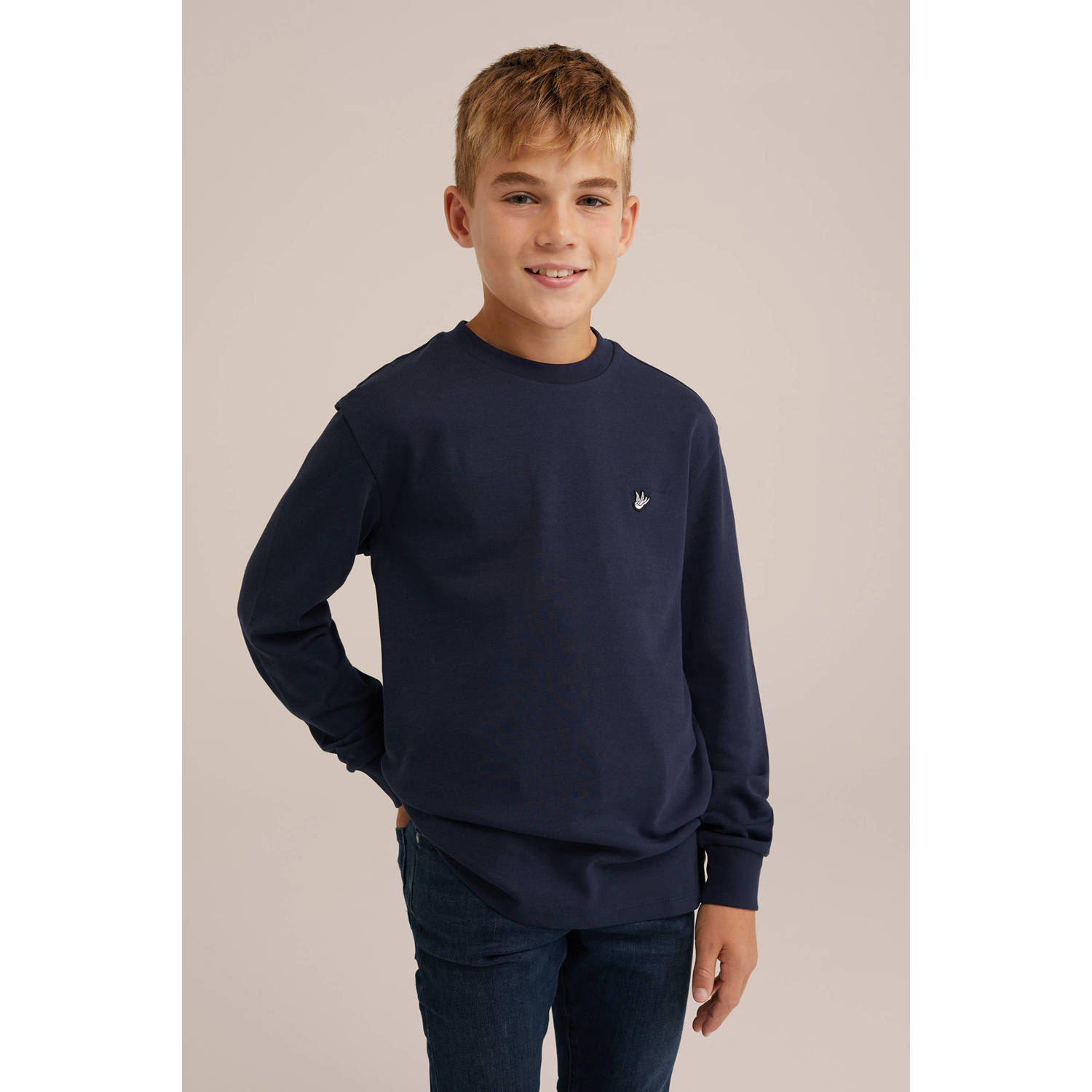 WE Fashion Longsleeve donkerblauw