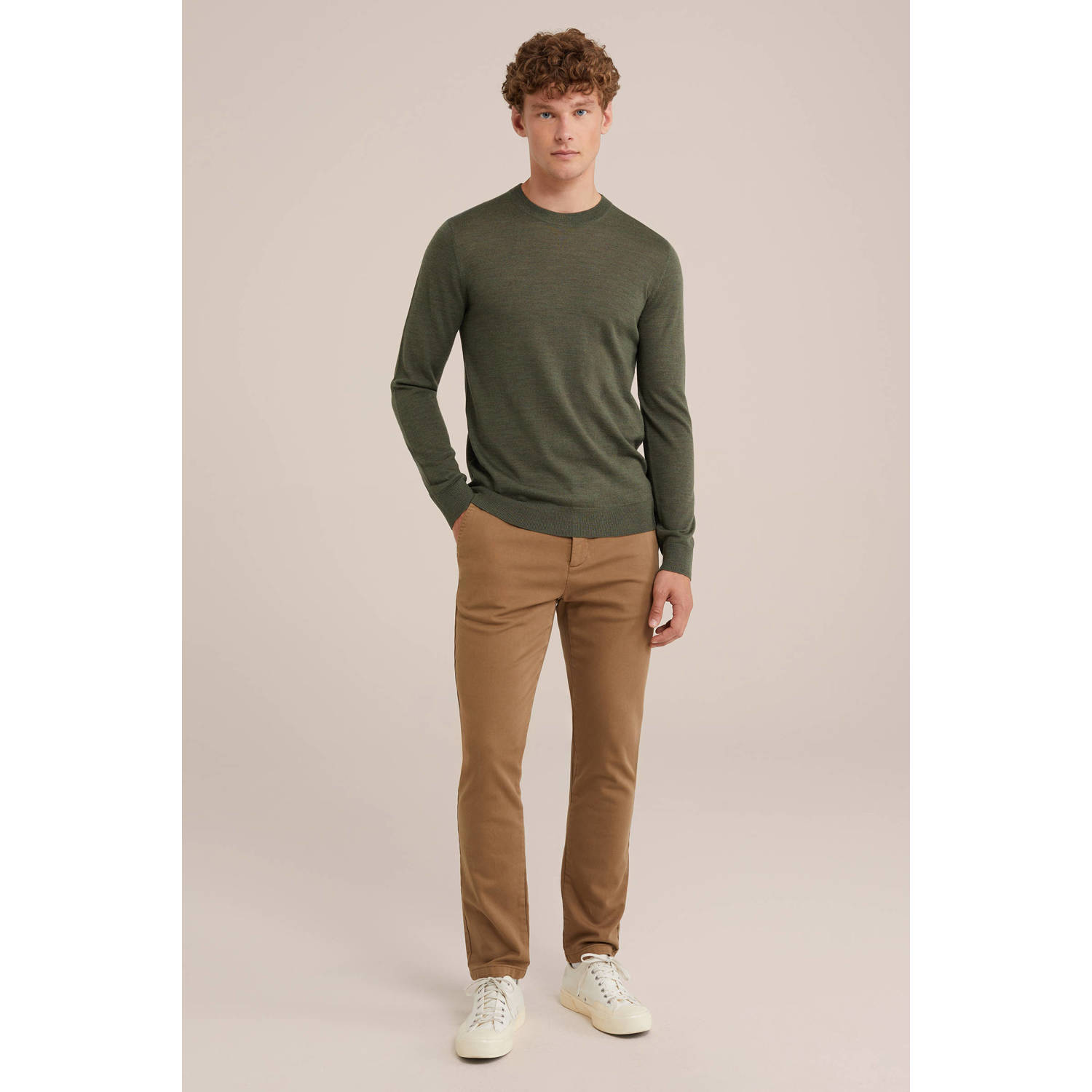 WE Fashion WE Fundamentals wol gebreide trui donkergroen