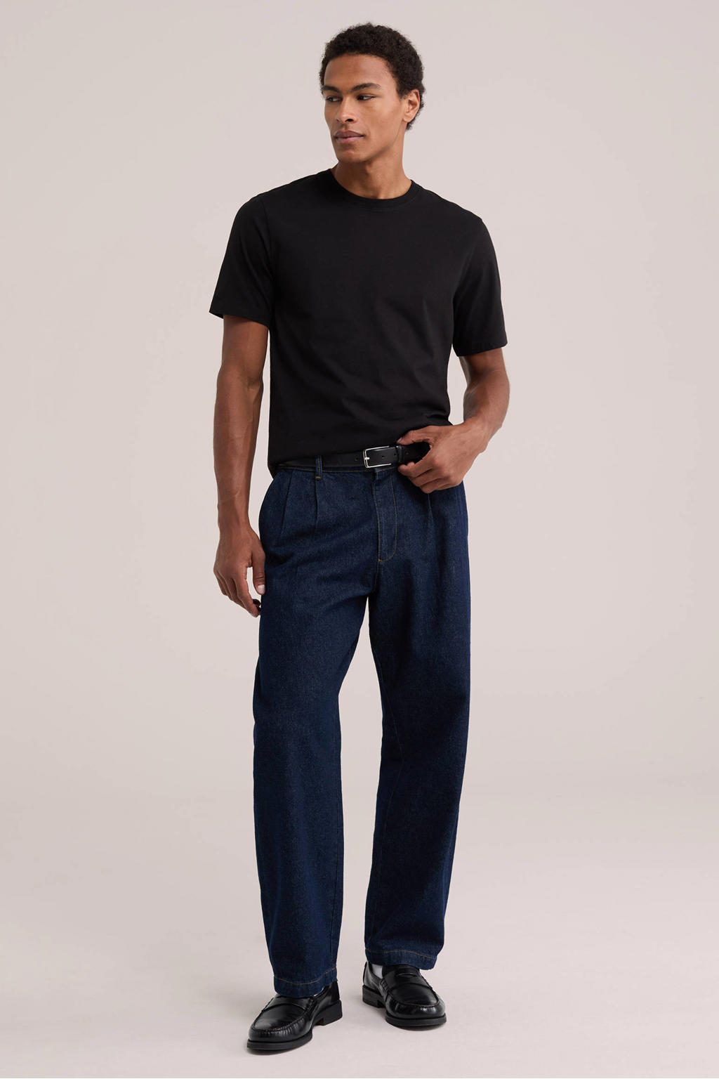 WE Fashion regular T-shirt zwart