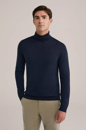coltrui met wol fijn gebreid donkerblauw