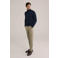 WE Fashion coltrui met wol fijn gebreid donkerblauw