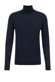 thumbnail: WE Fashion coltrui met wol fijn gebreid donkerblauw