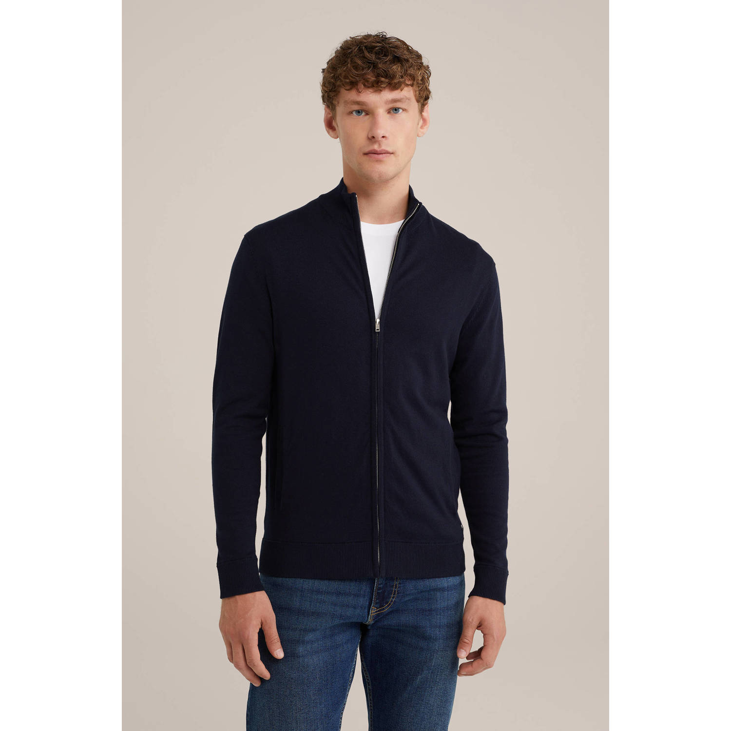 WE Fashion gebreid vest donkerblauw
