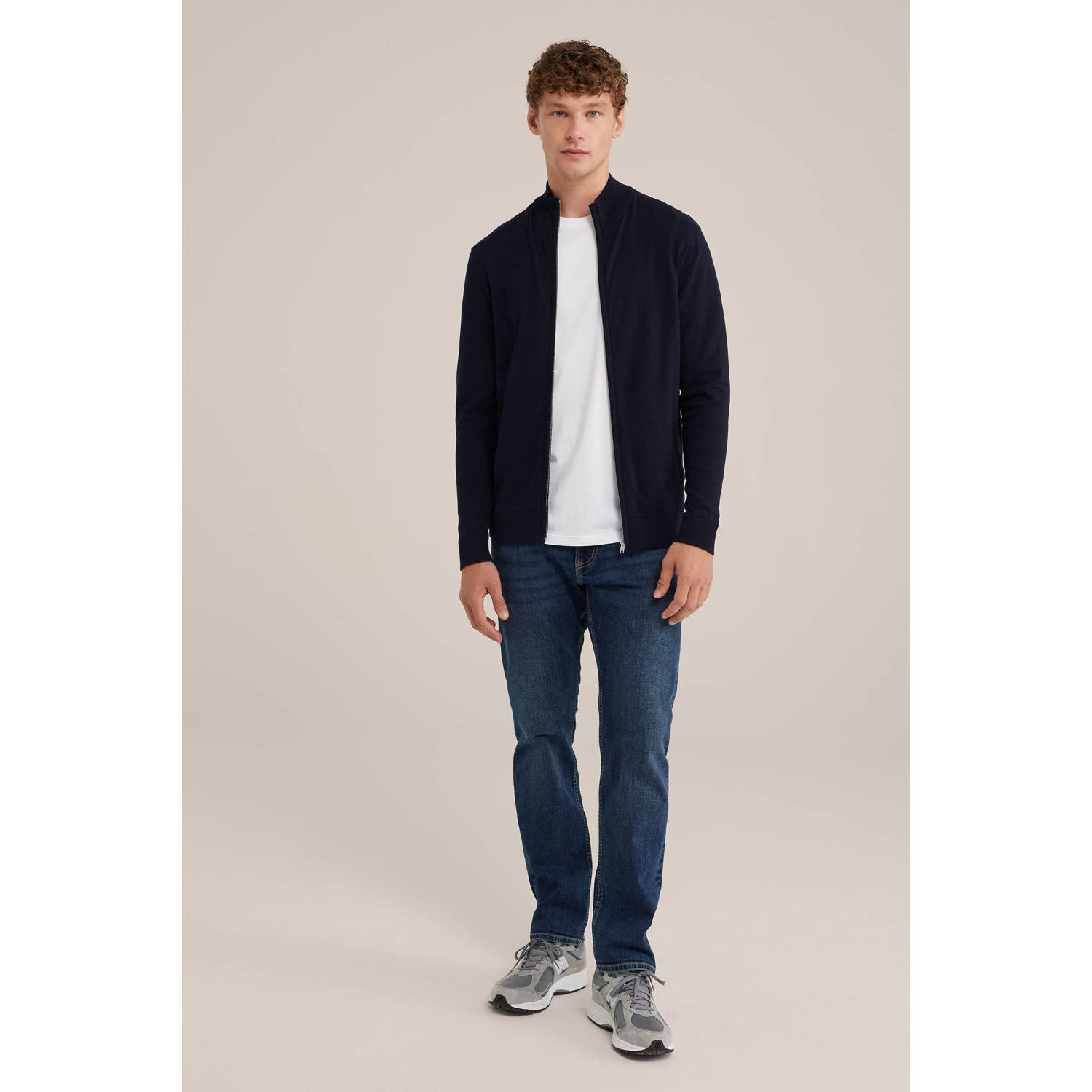 WE Fashion gebreid vest donkerblauw