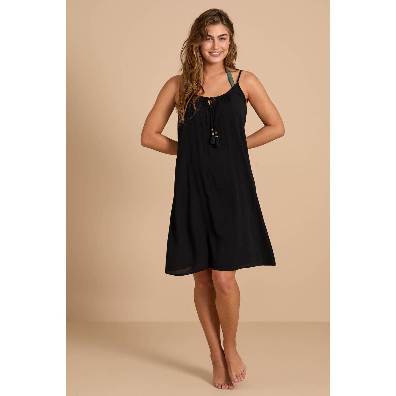 BEACHWAVE crinkle strandjurk zwart