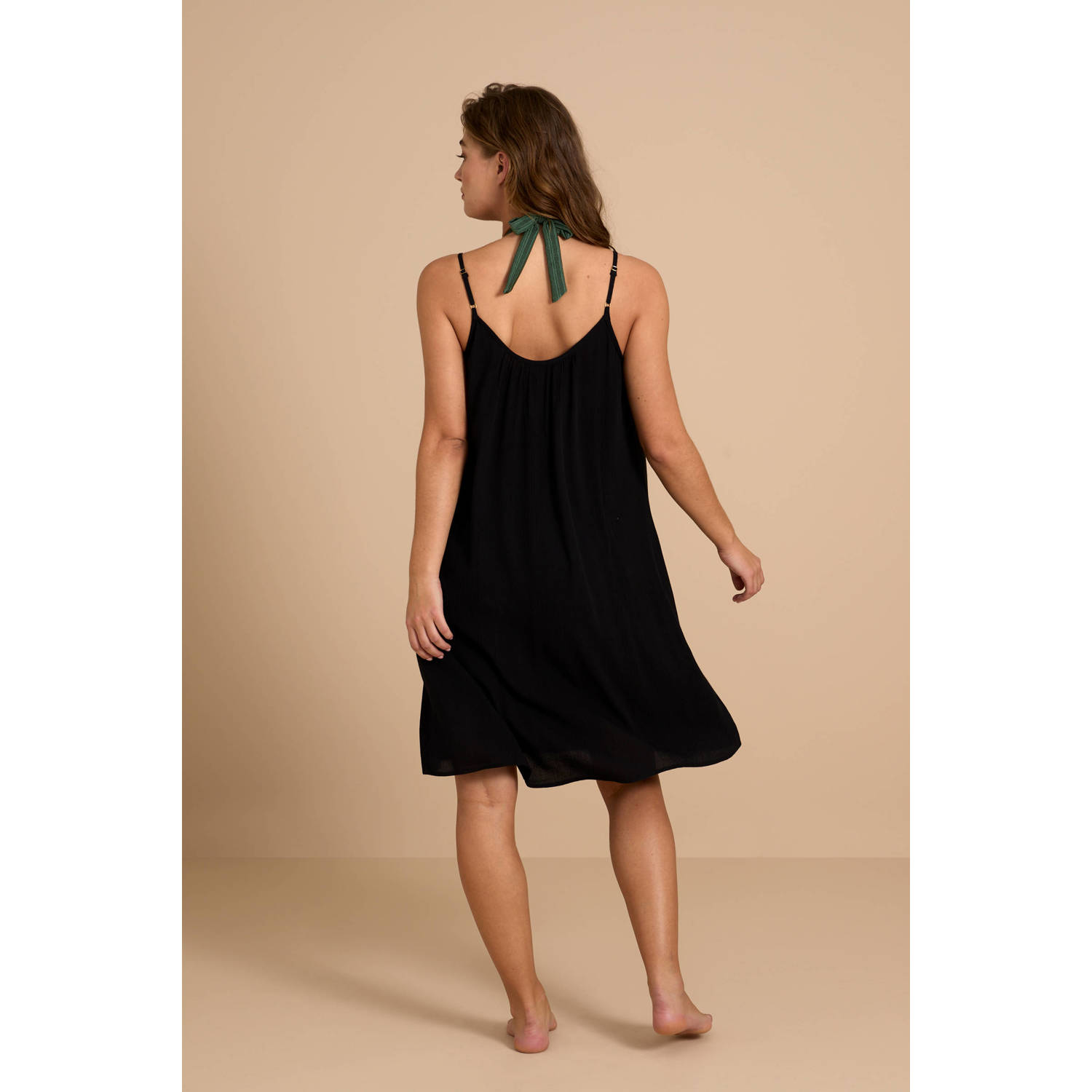 BEACHWAVE crinkle strandjurk zwart