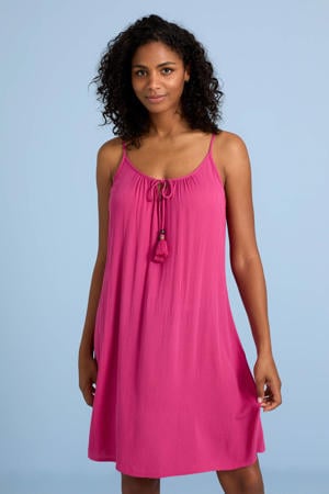 crinkle strandjurk fuchsia