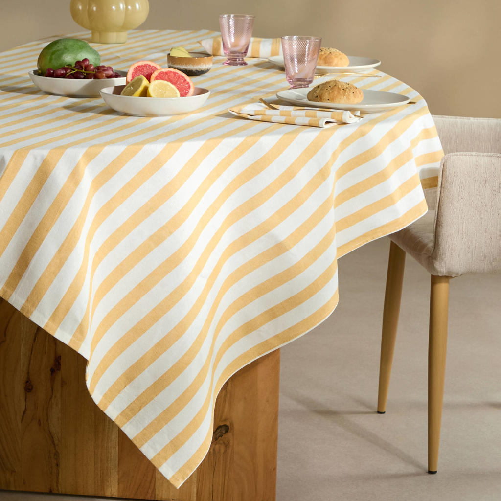NOUS Living tafelkleed gestreept geel (150x250 cm)