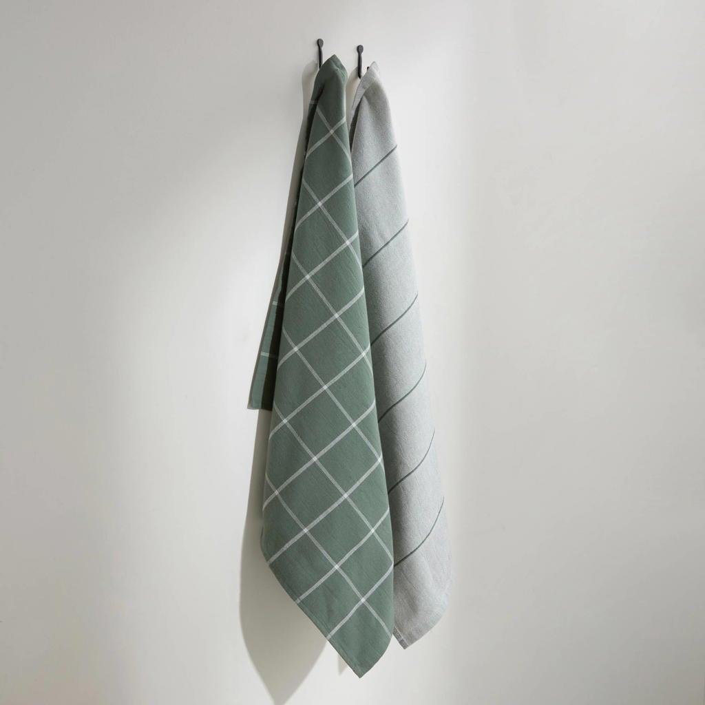 NOUS Living thee/keukendoek groen (2-in-1) (set van 2)