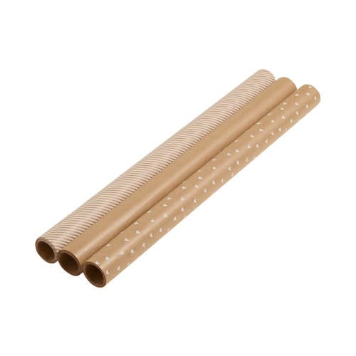 wehkamp cadeaupapier kraft - set van 3 x 5 m. afbeelding