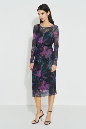 mesh midi jurk all over print