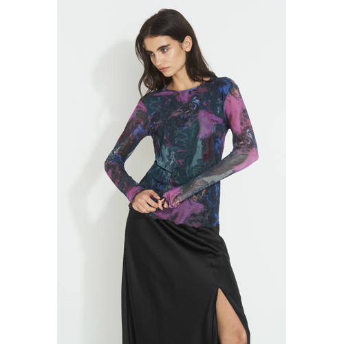 Ruby mesh top all over print afbeelding