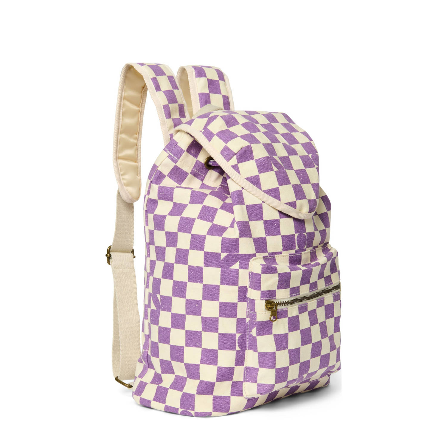 Studio Noos rugzak met blok print Checkerboard lila