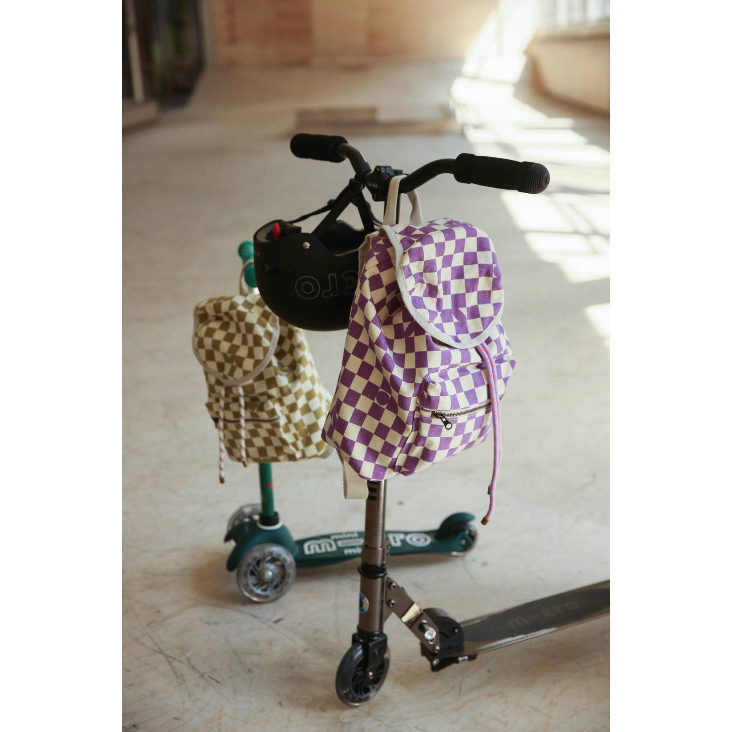 Studio Noos rugzak met blok print Checkerboard lila