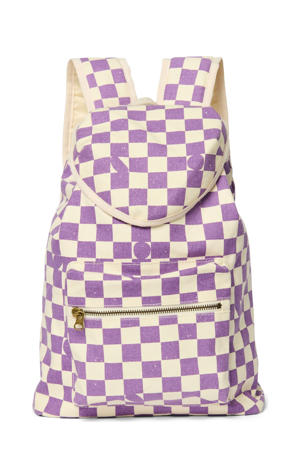 rugzak met blok print Checkerboard lila
