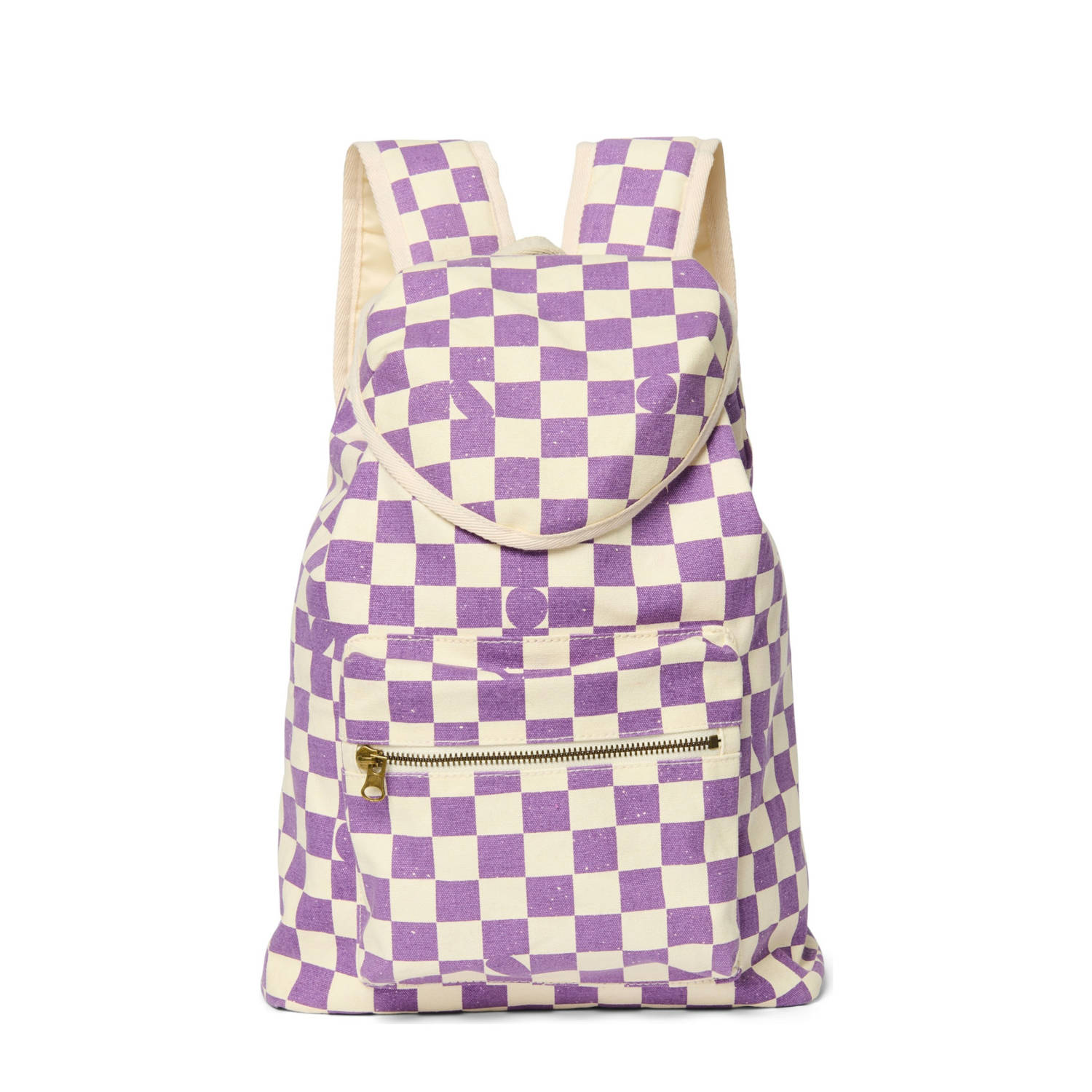 Studio Noos rugzak met blok print Checkerboard lila
