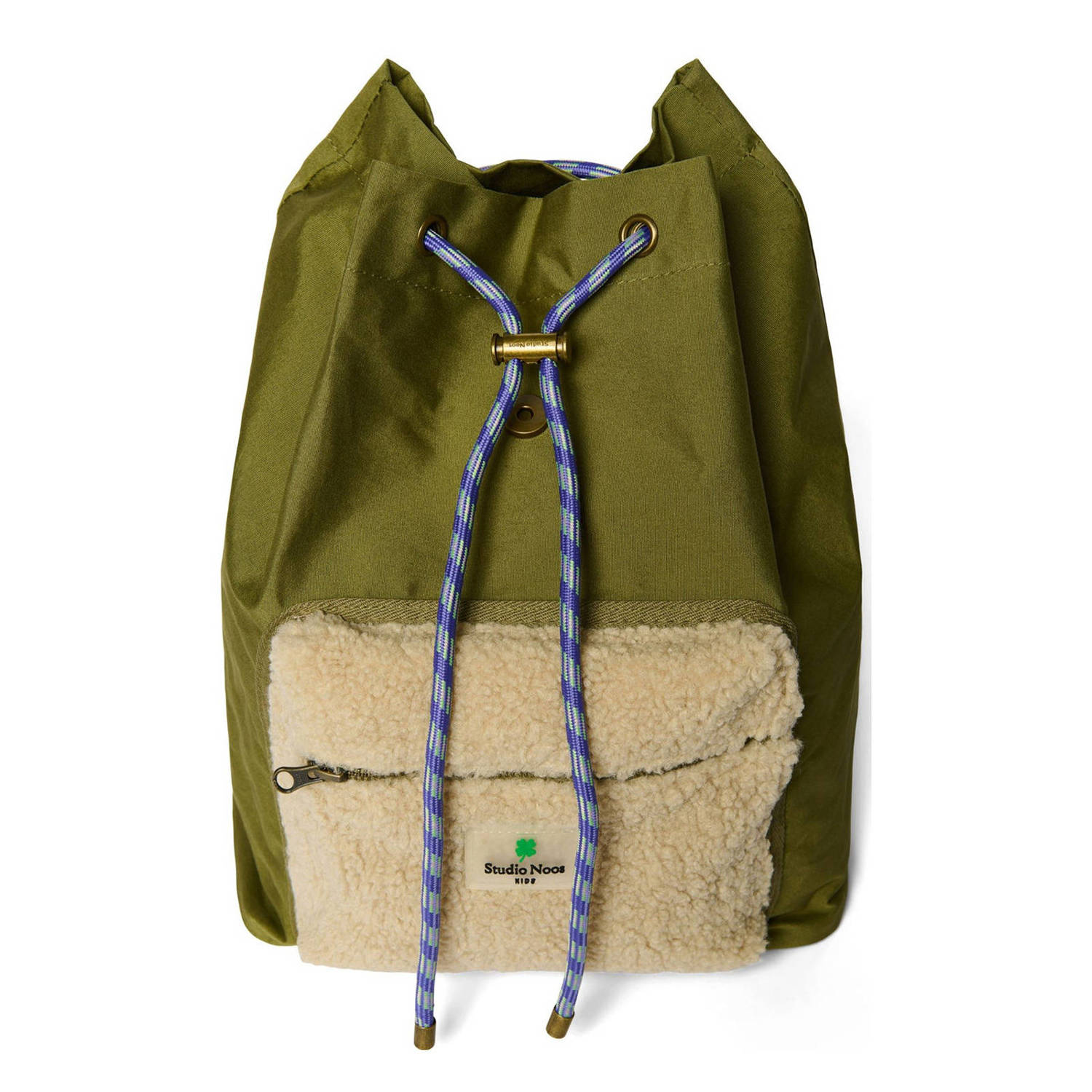 Studio Noos rugzak met teddy detail groen