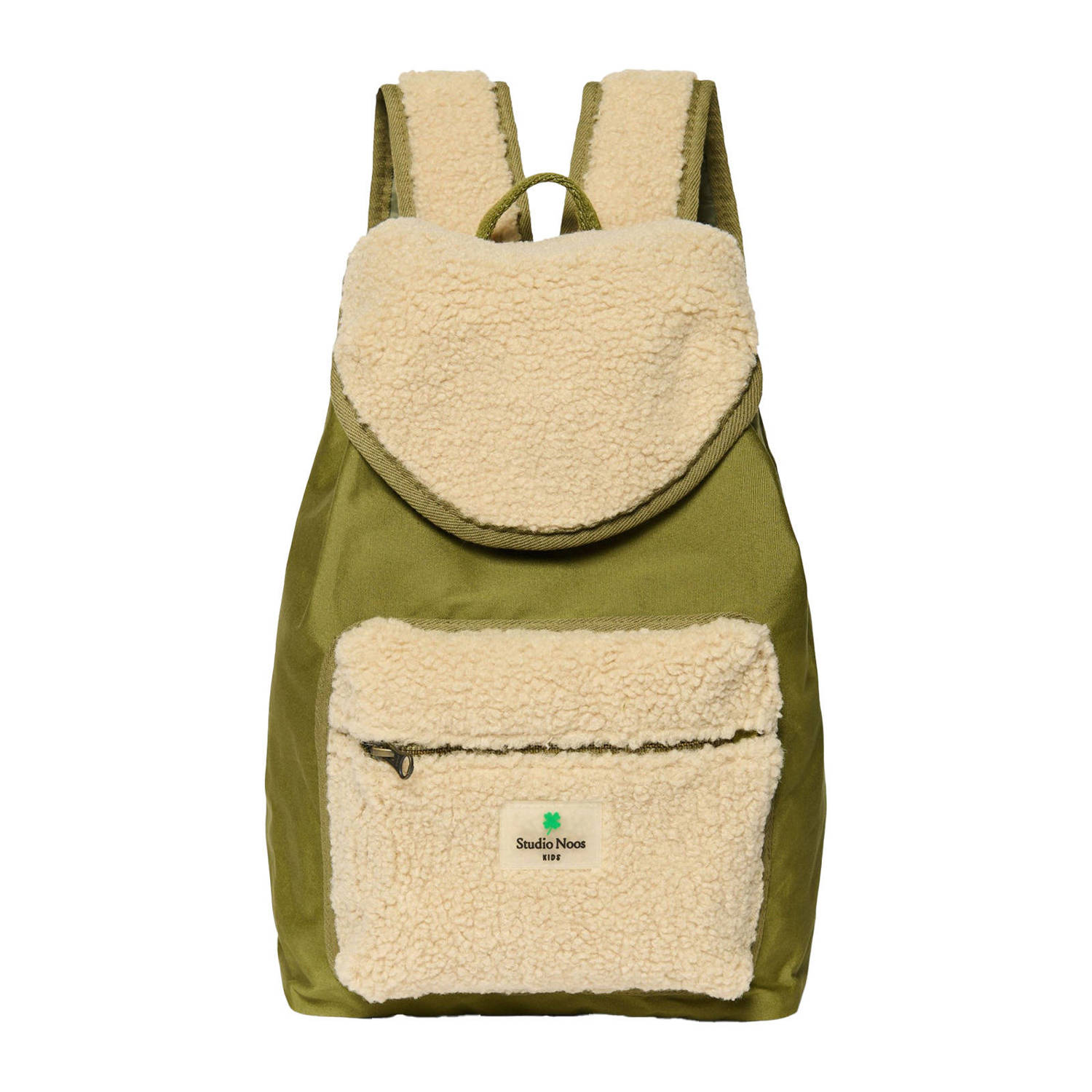 Studio Noos rugzak met teddy detail groen