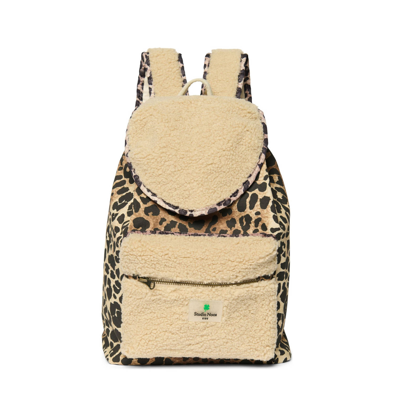 Studio Noos rugzak met panterprint en teddy detail