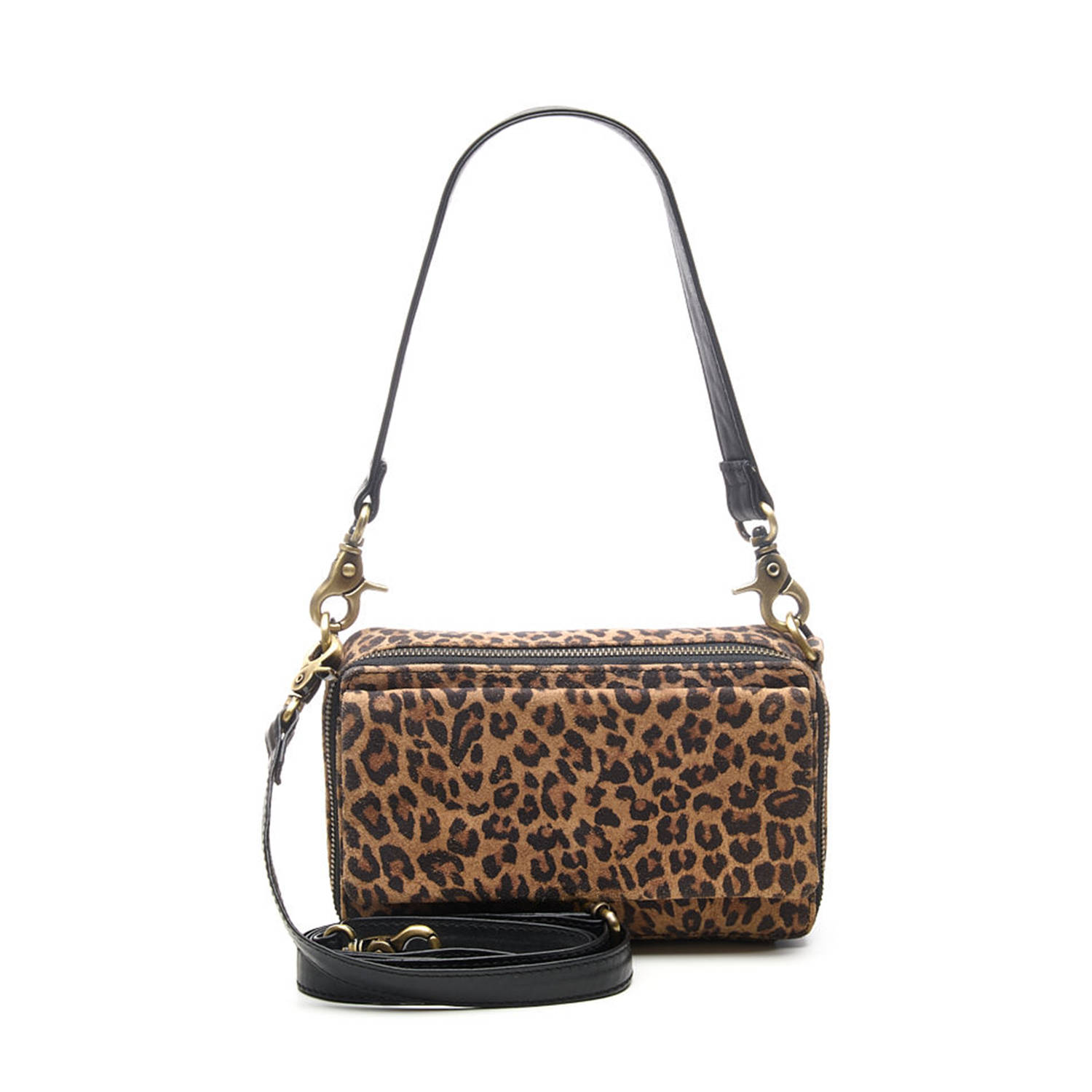 Chabo Bags leren crossbody tas met panterprint Noa bruin
