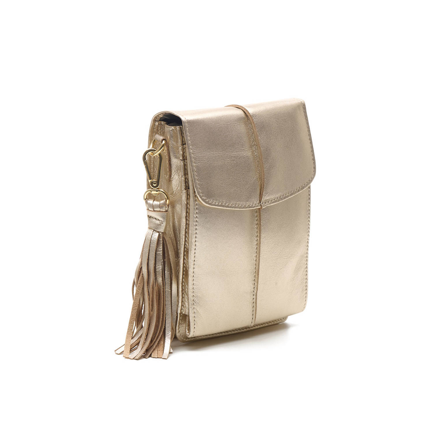 Chabo Bags leren crossbody tas Mover goudkleurig