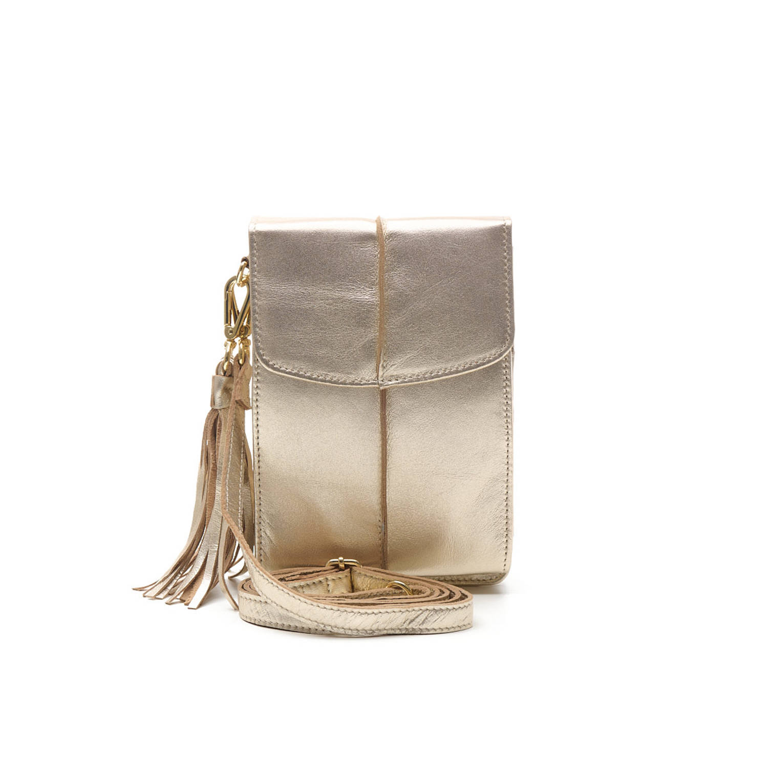 Chabo Bags leren crossbody tas Mover goudkleurig