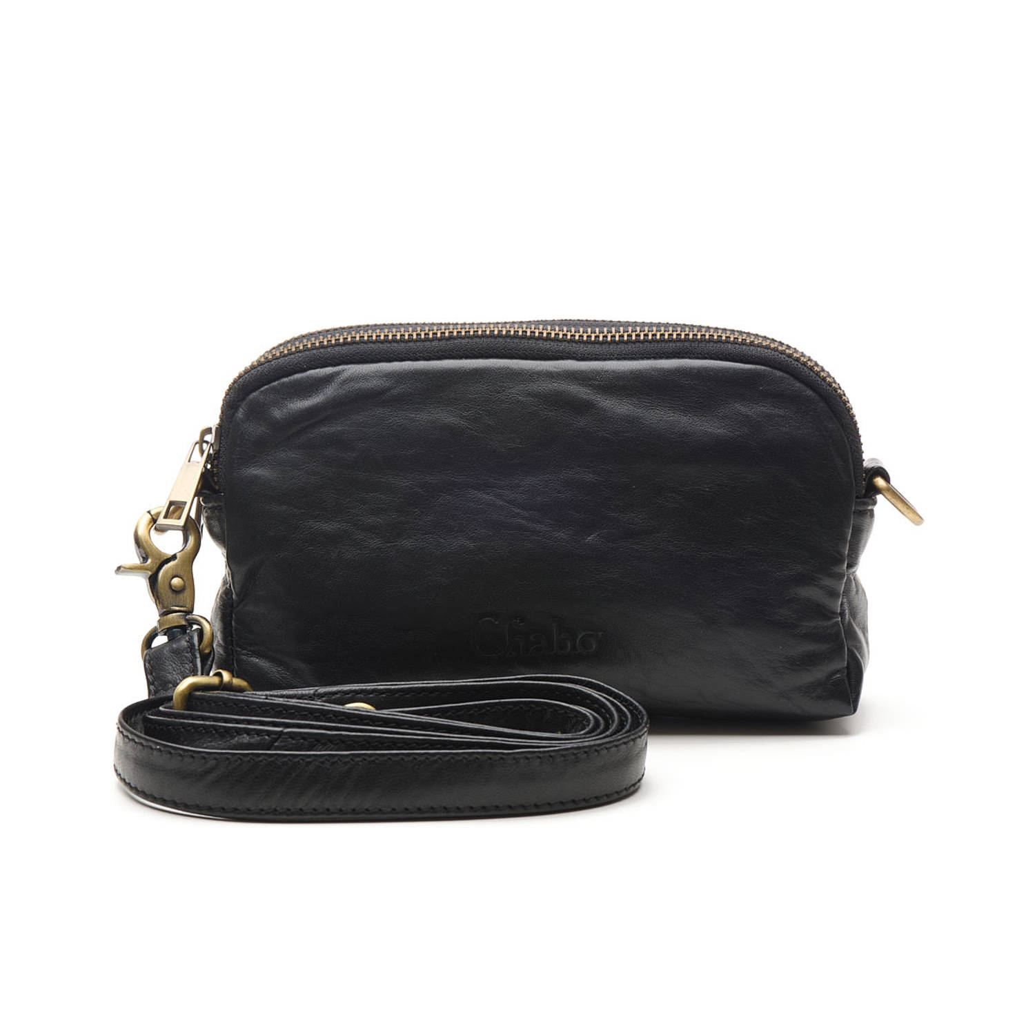 Chabo Bags leren crossbody tas Tyler zwart