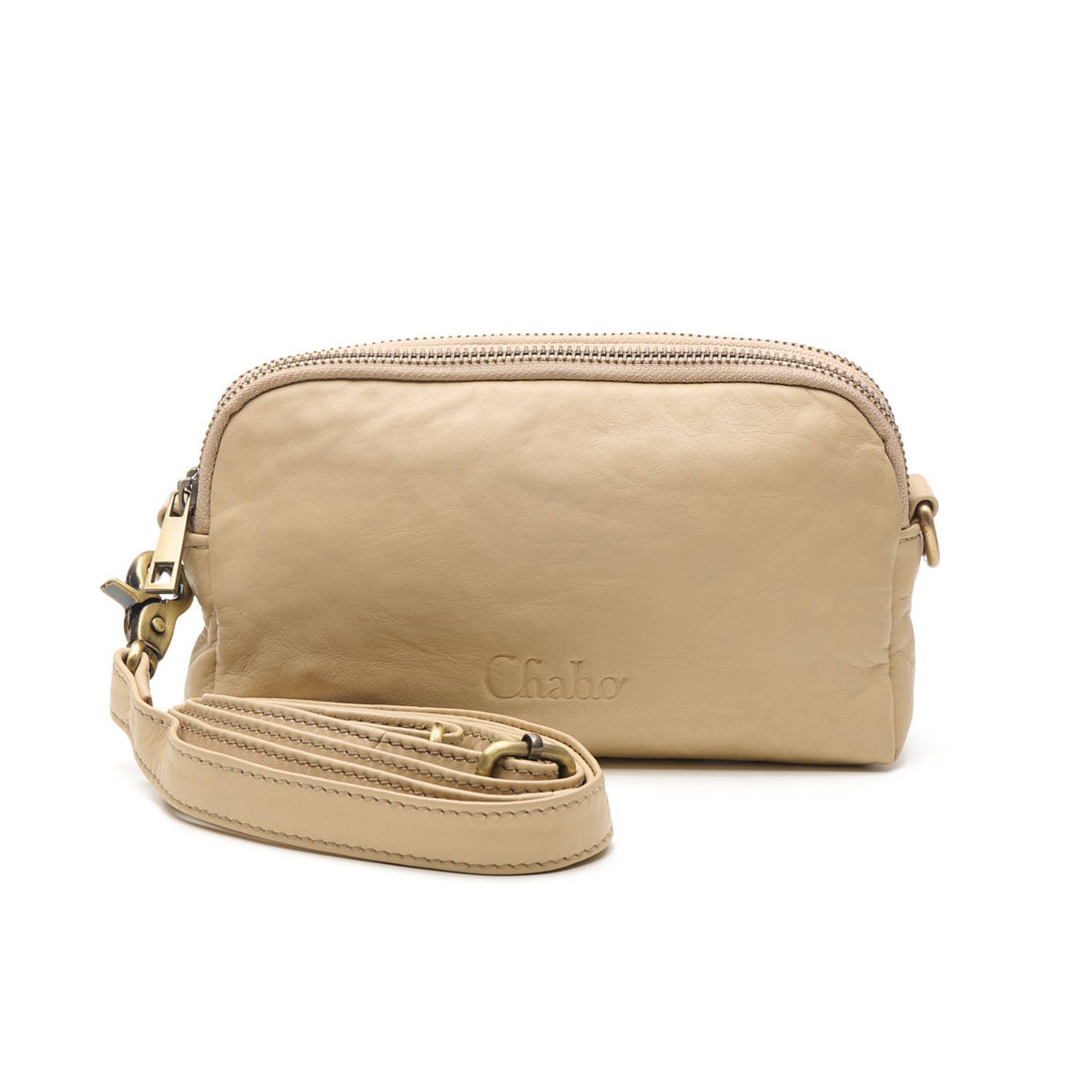 Chabo Bags leren crossbody tas Tyler crème