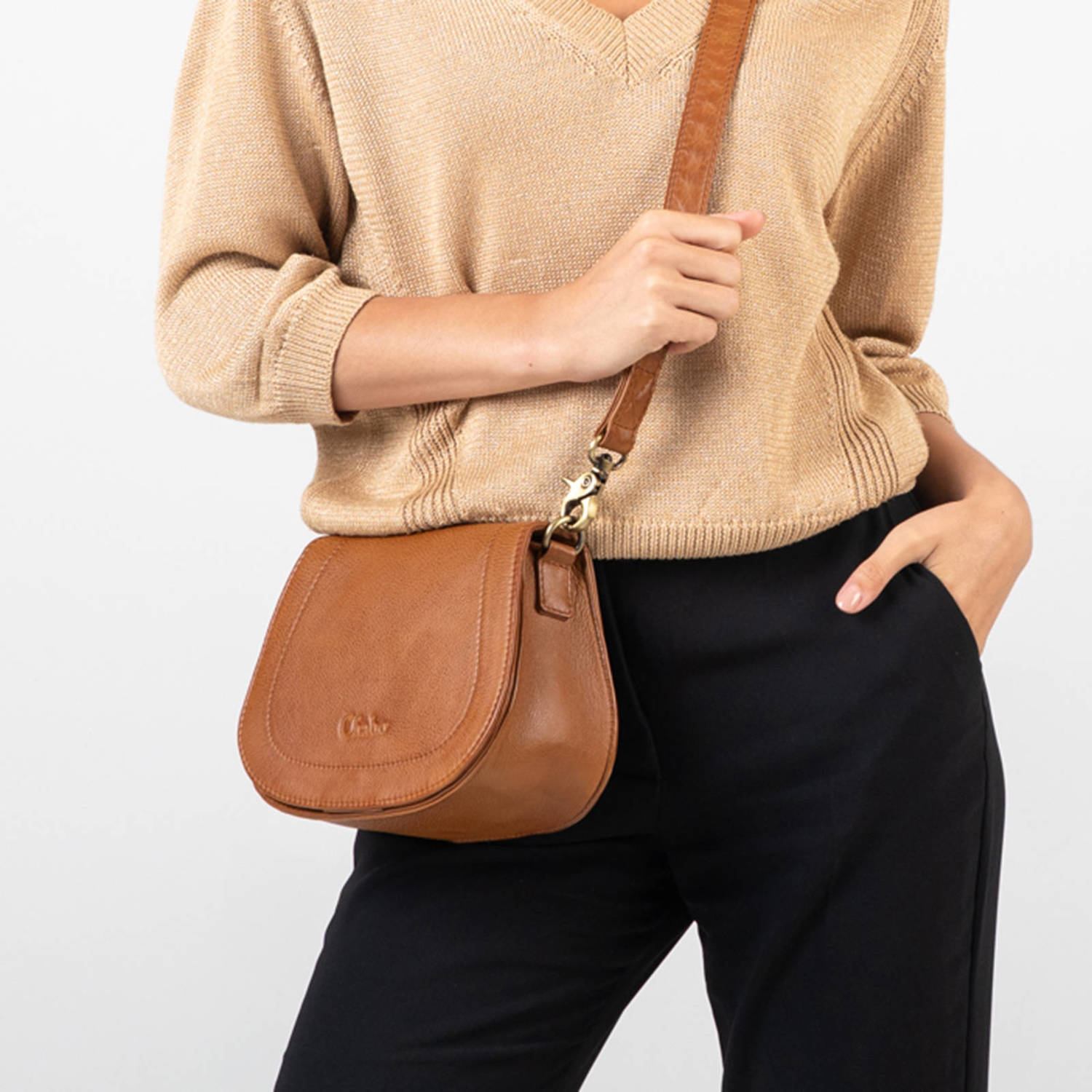 Chabo Bags leren crossbody tas Susy cognac