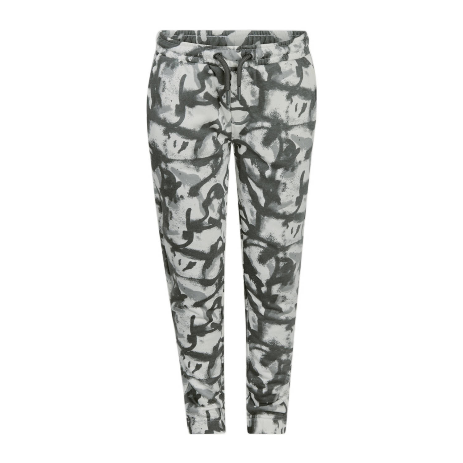 Shoeby regular fit broek met all over print grijs wit