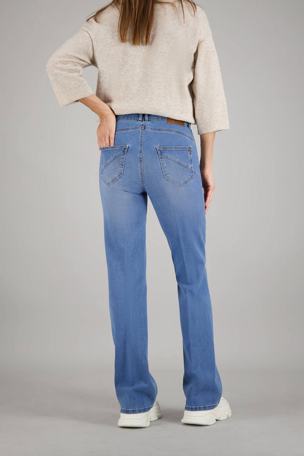 Medium blue denim dames gardeur bootcut jeans van katoen met regular waist, rits- en knoopsluiting en effen