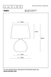 thumbnail: Lucide RAMZI - Tafellamp - Ø 18 cm - 1xE14 - Beige