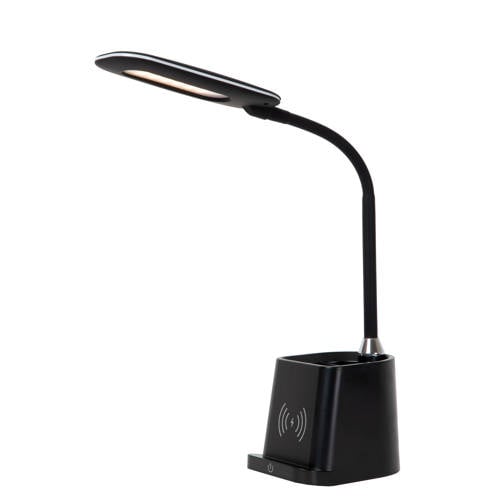 Lucide PENNY - Bureaulamp - LED Dimb. - 1x4,7W 3000K - Met draadloze oplader - Zwart - Zwart