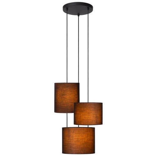 Lucide MAYA - Hanglamp - Ø 46 cm - 3xE27 - Zwart afbeelding