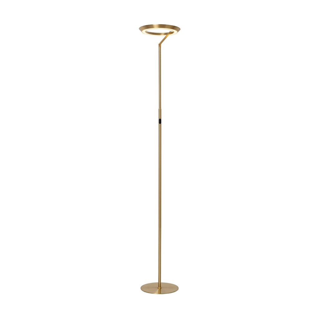 Lucide CELESTE - Vloerlamp - Ø 28 cm - LED Dimb. - 1x21W 2700K - Mat Goud / Mes