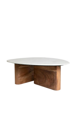 salontafel hout met marmer blad